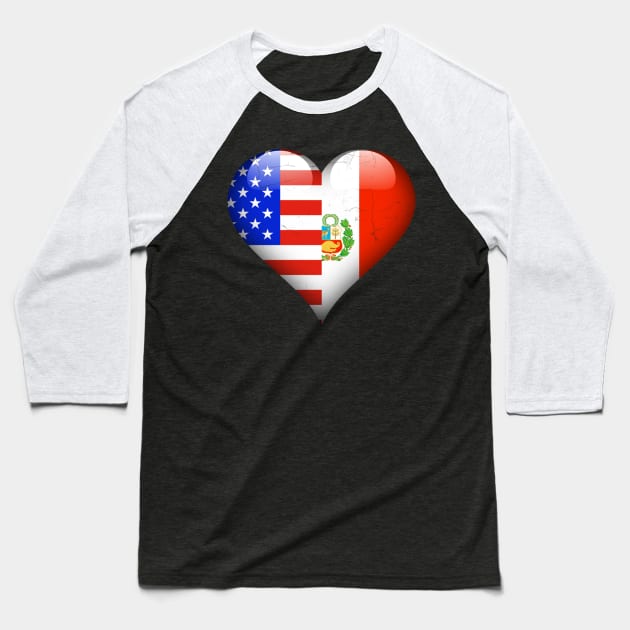 Half American Half Peruvian - Gift for Peruvian From Peru Baseball T-Shirt by Country Flags